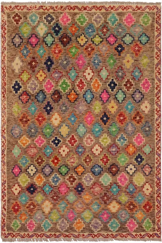 Boho Chic Balochi Brenton Brown/Beige Wool Rug – 3’3” x 5’1”