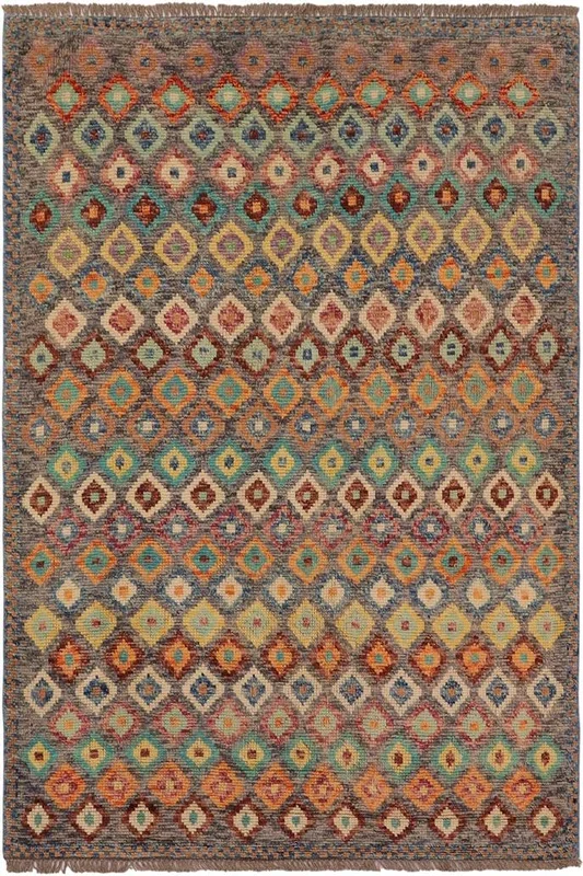 Boho Chic Balochi Emmanuel Gray/Blue Wool Rug – 4’4” x 5’8”