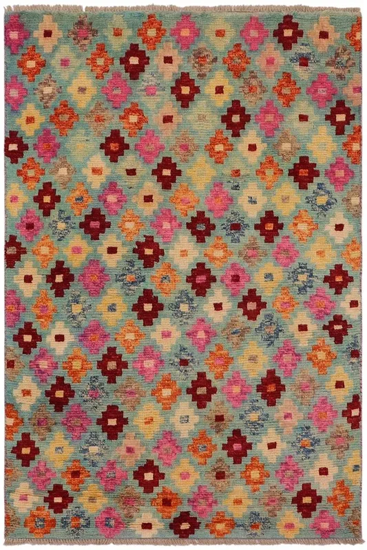 Boho Chic Balochi Jayvon Blue/Red Wool Rug – 3’2” x 4’10”