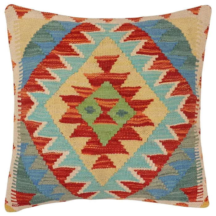 Boho Chic Broad Turkish Hand-Woven Kilim Pillow