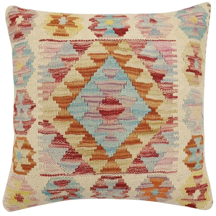 Boho Chic Caraball Turkish Hand-Woven Kilim Pillow