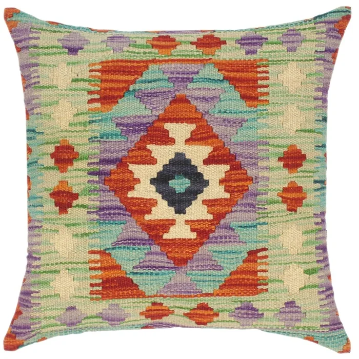 Boho Chic Turkish Daria Hand Woven Kilim Throw Pillow
