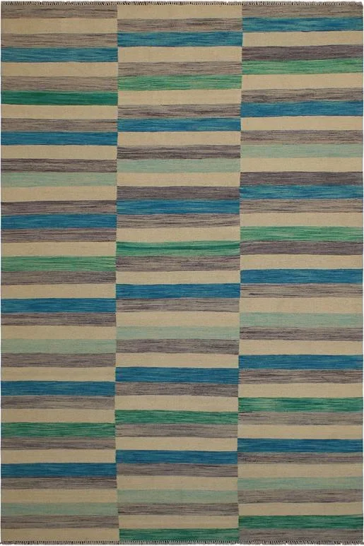 Boho Chic Turkish Kilim Launa Hand-Woven Wool Rug – 6’5” x 9’7”