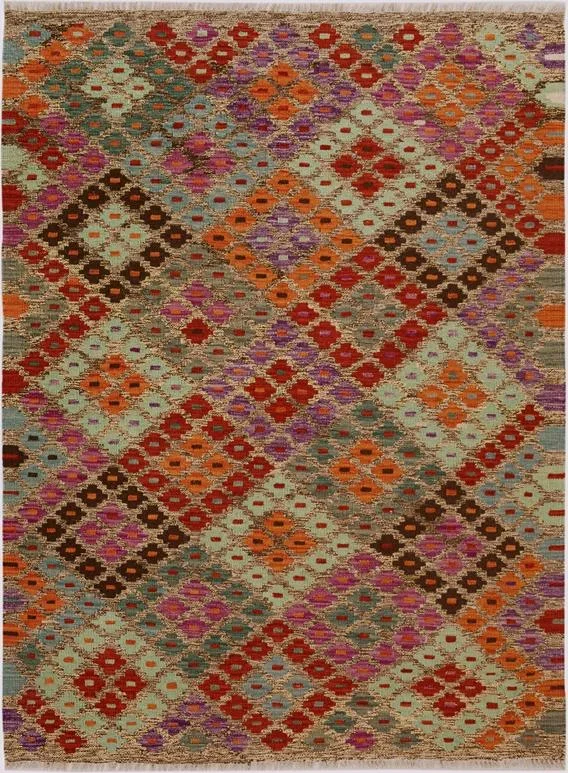 Boho Chic Turkish Kilim Mammie Hand-Woven Wool Rug – 4’5” x 6’0”
