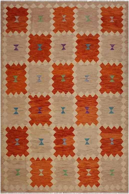 Boho Chic Turkish Kilim Silva Hand-Woven Wool Rug – 8’0” x 9’8”