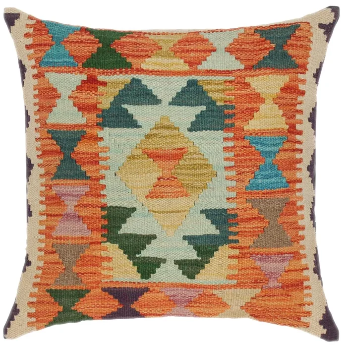 Boho Chic Turkish Vivien Hand Woven Kilim Throw Pillow