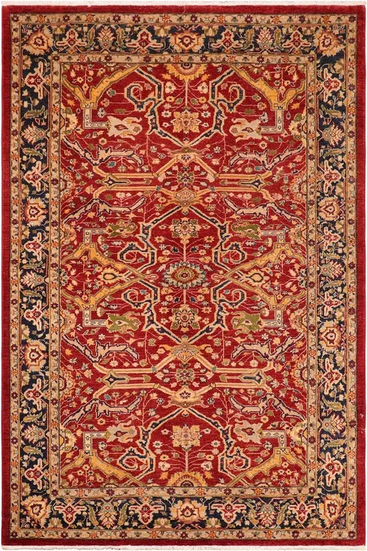 Boho Chic Ziegler Bea Red/Blue Wool Rug – 6’0” x 8’11”
