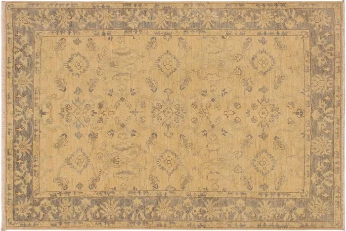 Boho Chic Ziegler Blake Ivory Gray Hand-Knotted Wool Rug – 3’11” x 5’9”