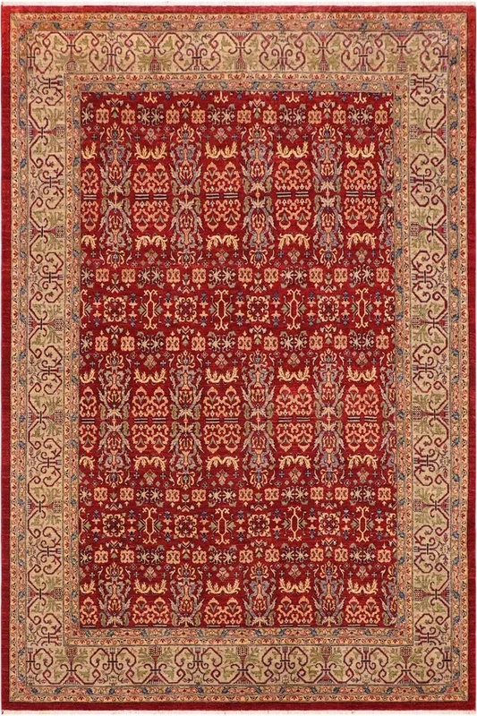 Boho Chic Ziegler Jane Red/Light Green Wool Rug – 9’0” x 12’0”