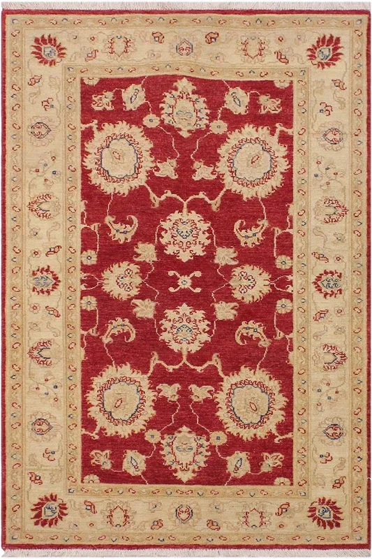 Boho Chic Ziegler Strand Red/Ivory Wool Rug – 3’0” x 4’8”