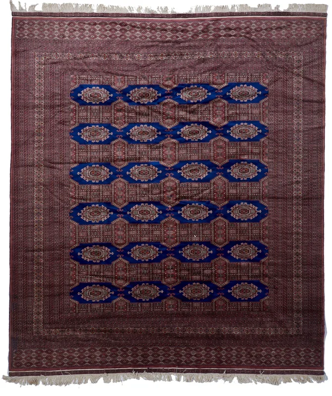 Bokhara Traditional Hand Knotted Red Blue Wool Rug 8’4 x 9’8