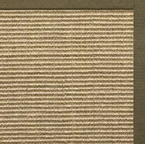 Bone Sisal Rug with Khaki Green Cotton Border