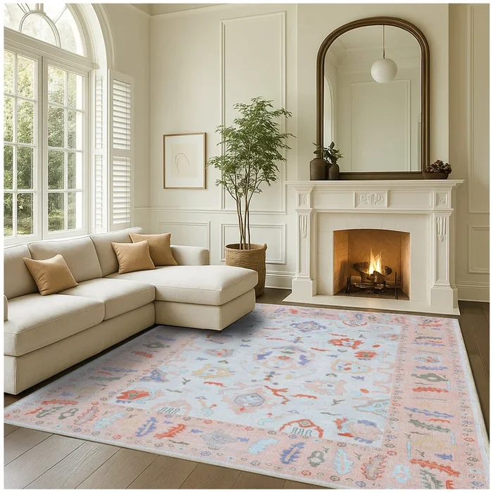 Calina Blush Orange Modern Oushak Rug