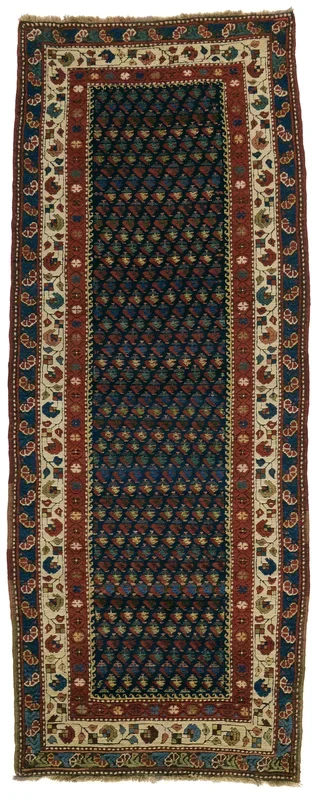 CAUCASIAN LEMBALO KAZAK RUG ANTIQUE 3′ 5″ X 9′ 5″