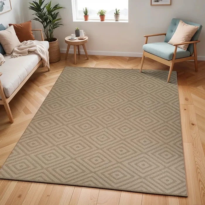 CHARDY Cottage Tan/Light Beige Machine Washable Jute Rug