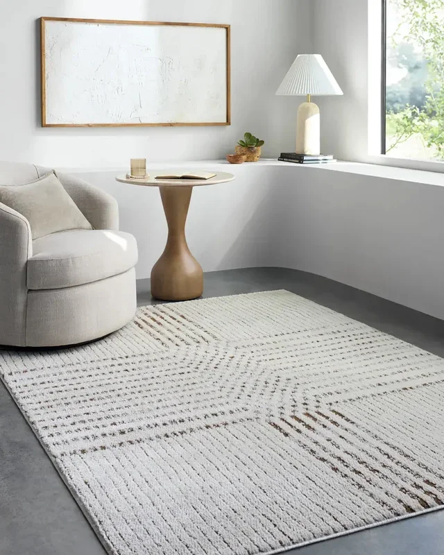 CHARLAINE Galey Alix x Livabliss Modern Scandi High Pile Ivory/Dark Brown Rug