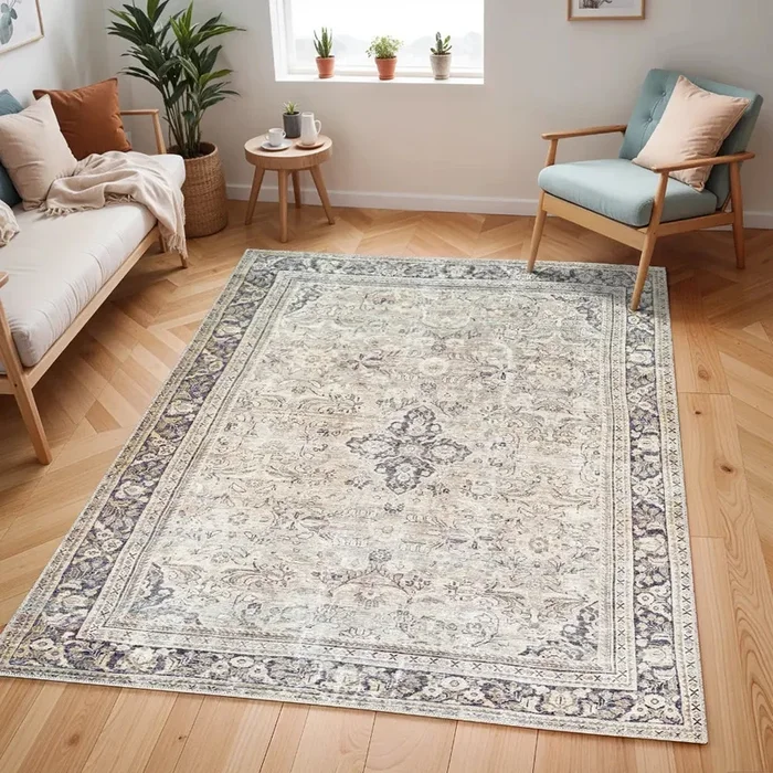 CHETNA Becki Owens x Livabliss Machine Washable Oriental Boho Warm Grey/Khaki Rug