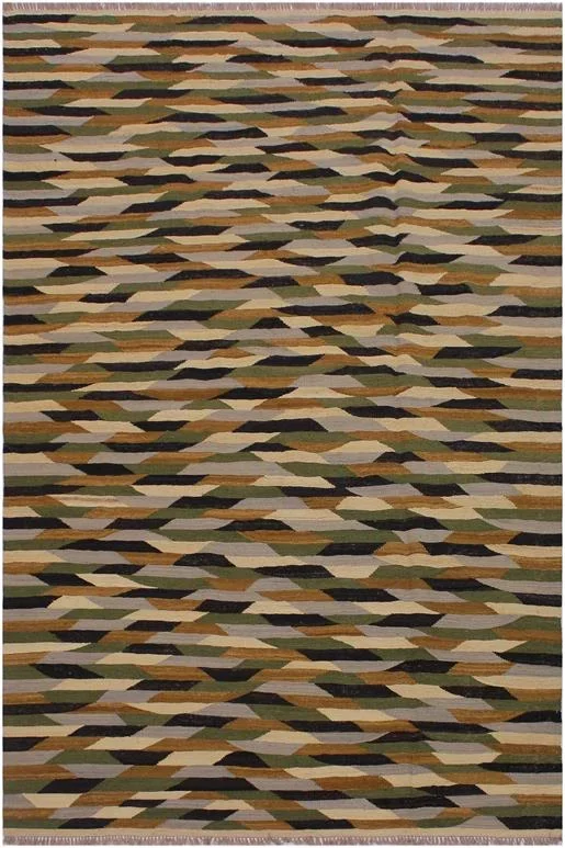 Chic Turkish Kilim Brittani Hand-Woven Wool Rug – 5’11” x 8’2”