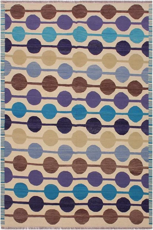 Chic Turkish Kilim Marcelin Hand-Woven Wool Rug – 5’8” x 8’0”