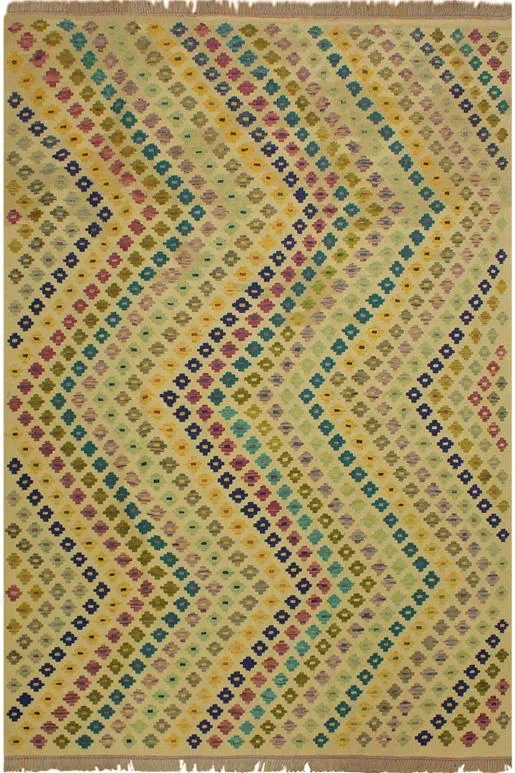 Chic Turkish Kilim Renay Hand-Woven Wool Rug – 6’7” x 9’9”