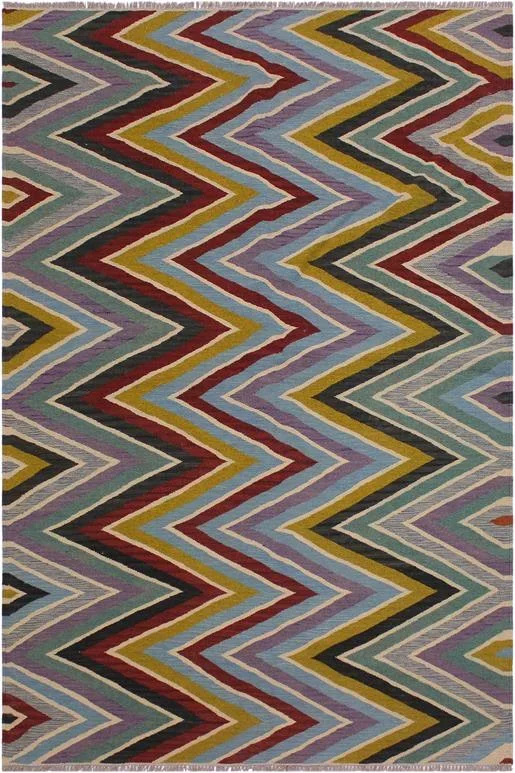 Chic Turkish Kilim Salgado Hand-Woven Wool Rug – 4’10” x 6’9”