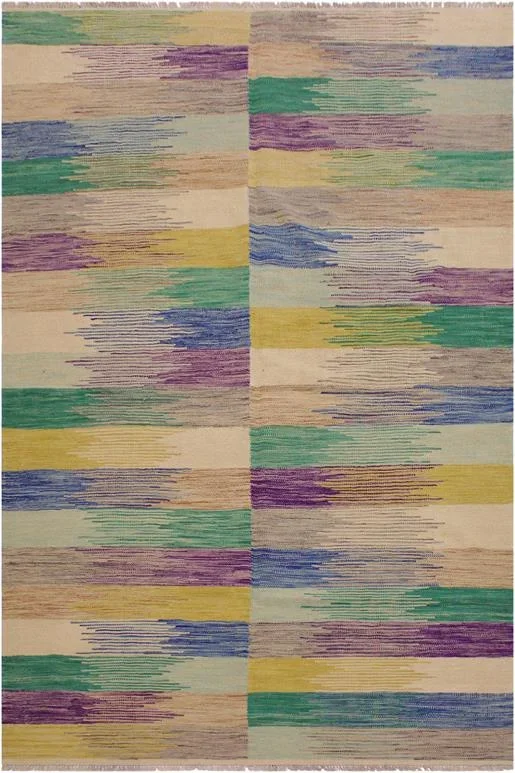 Chic Turkish Kilim Sneed Hand-Woven Wool Rug – 5’9” x 8’0”