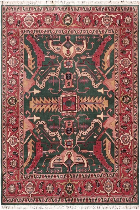 Chic Ziegler James Green/Rust Wool Rug – 8’2” x 9’10”