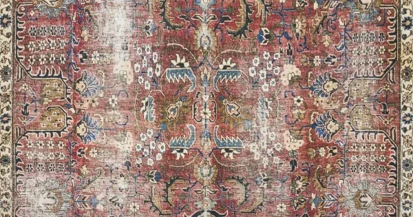 Chris Loves Julia x Loloi Jules JUL-01 MERLOT / MULTI Area Rug 7 ft. 6 in. X 9 ft. 6 in. Rectangle