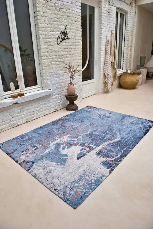 Cities 9314 Tokyo Conductive Blue Washable Rug