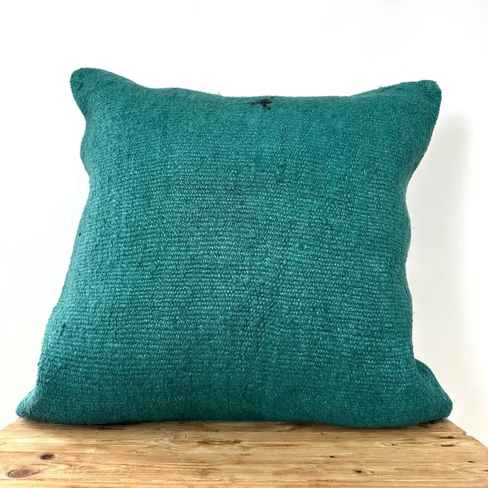 Clematis – Turquoise Hemp Pillow Cover