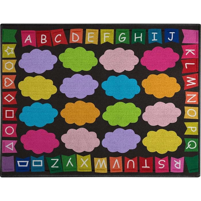 Clouds Alphabet Sit Spots Classroom Rug