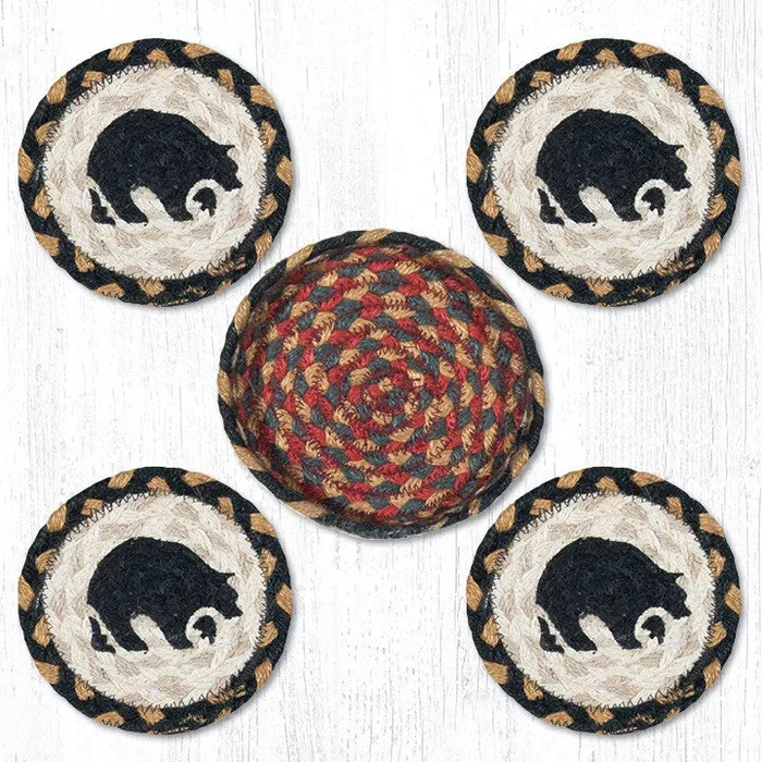 CNB-043 Black Bear Coasters In A Basket