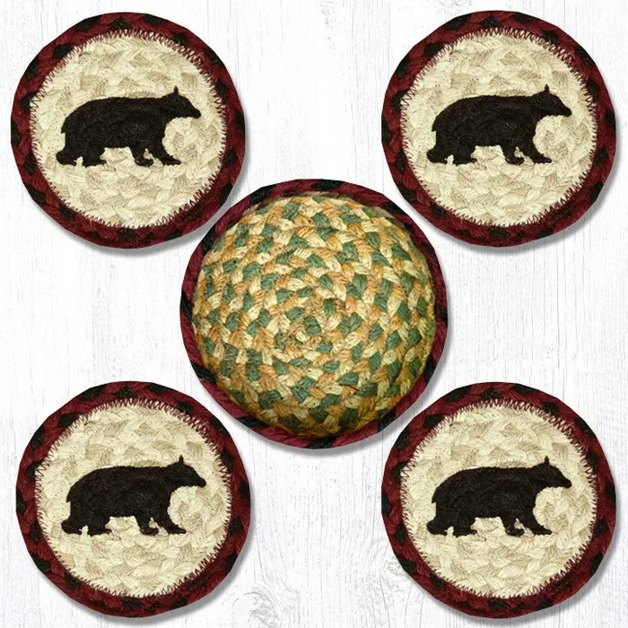 CNB-395 Cabin Bear Coasters In A Basket