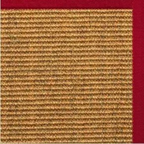 Cognac Sisal Rug with Poppy Cotton Border