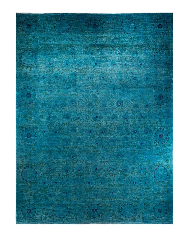 Contemporary Hand-Knotted Blue Area Rug 12′ 1″ x 15′ 10″