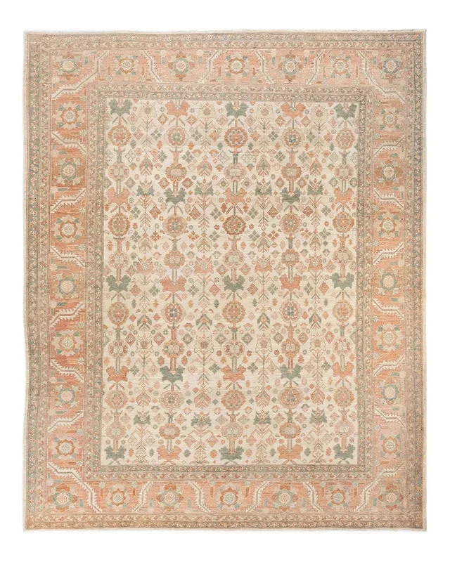 Contemporary Hand Knotted Eclectic Floral Ivory Area Rug 7′ 10″ x 10′ 1″
