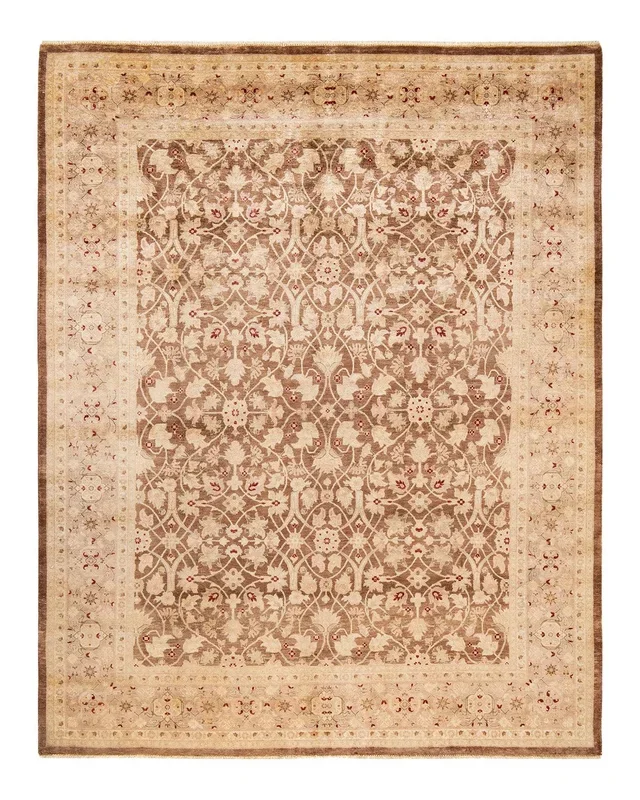 Contemporary Hand Knotted Eclectic Yellow Area Rug 7′ 10″ x 10′ 0″