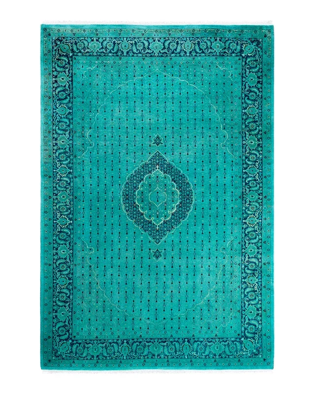 Contemporary Hand-Knotted Overdyed Blue Area Rug 6′ 2″ x 9′ 2″