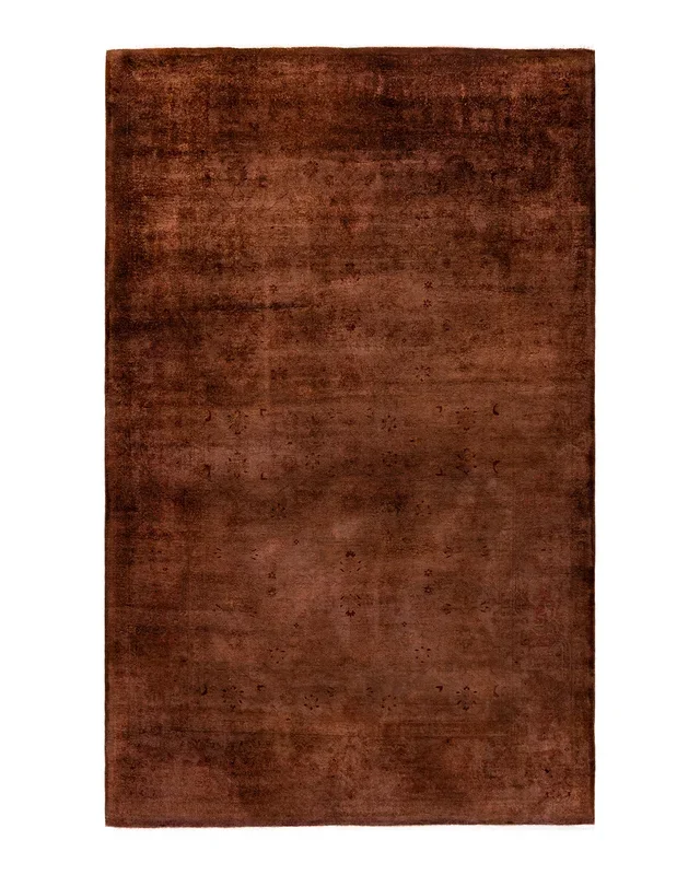 Contemporary Hand Knotted Overdyed Brown Area Rug 5′ 2″ x 8′ 3″