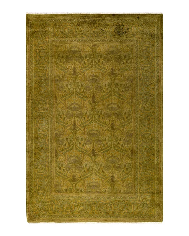 Contemporary Hand Knotted Overdyed Gold Area Rug 4′ 8″ x 7′ 3″