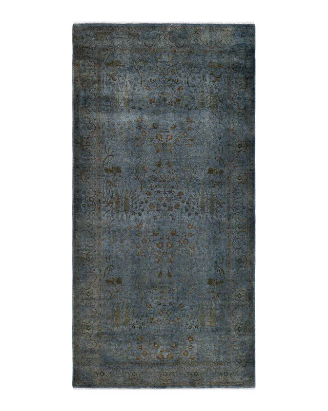 Contemporary Hand-Knotted Overdyed Gray Area Rug 4′ 0″ x 8′ 3″