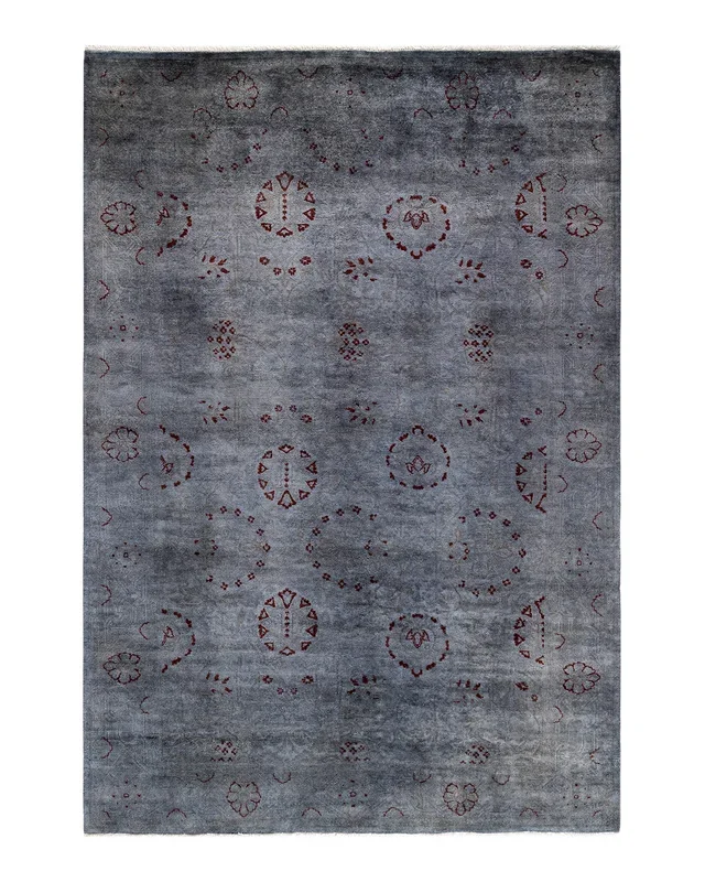 Contemporary Hand Knotted Overdyed Gray Area Rug 5′ 2″ x 7′ 6″