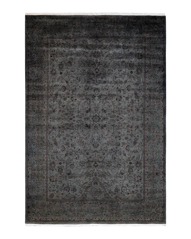 Contemporary Hand Knotted Overdyed Gray Area Rug 6′ 3″ x 9′ 3″