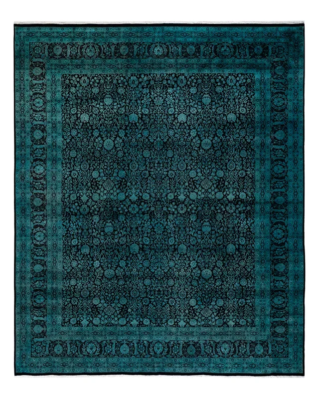 Contemporary Hand Knotted Overdyed Green Area Rug 8′ 4″ x 10′ 1″