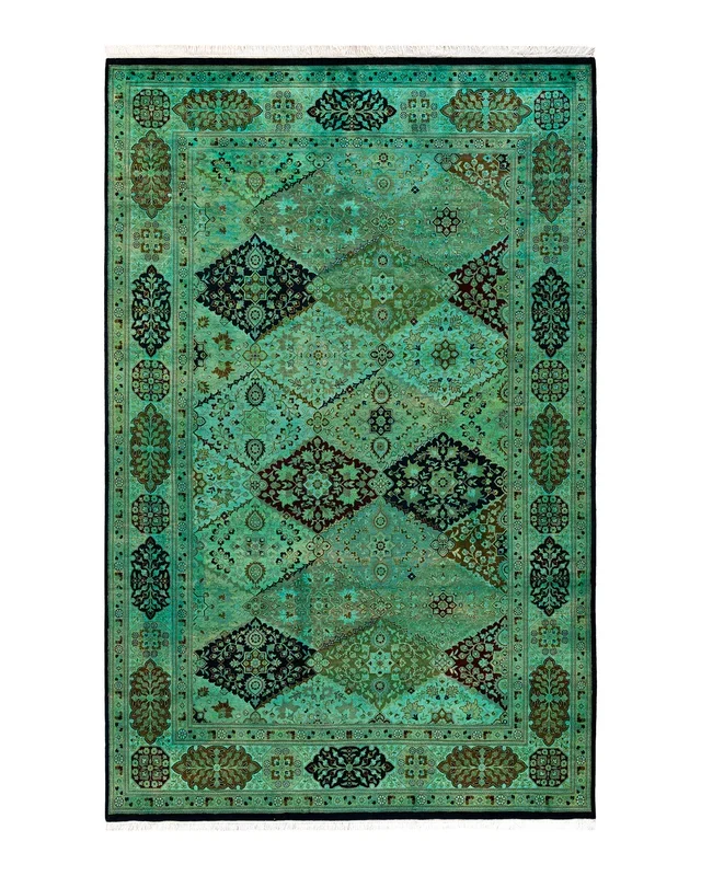Contemporary Hand-Knotted Overdyed Multi Area Rug 6′ 1″ x 9′ 4″