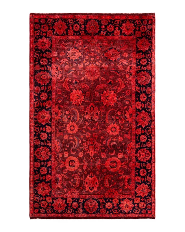 Contemporary Hand-Knotted Overdyed Orange Area Rug 4′ 7″ x 7′ 4″