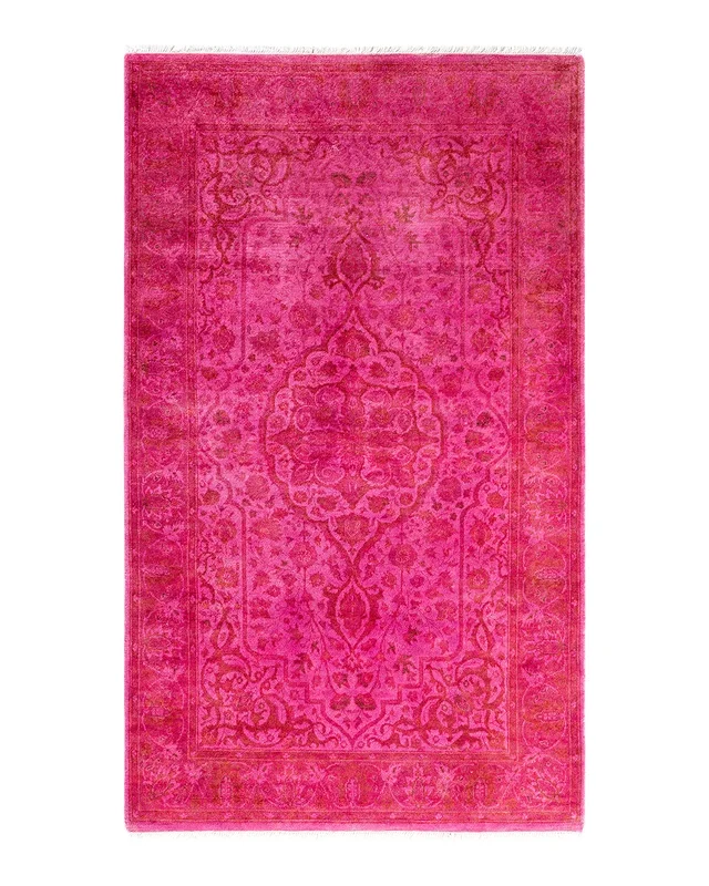 Contemporary Hand-Knotted Overdyed Pink Area Rug 3′ 2″ x 5′ 4″