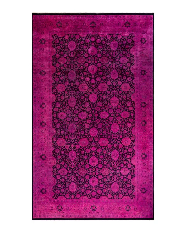 Contemporary Hand-Knotted Overdyed Pink Area Rug 8′ 1″ x 13′ 10″