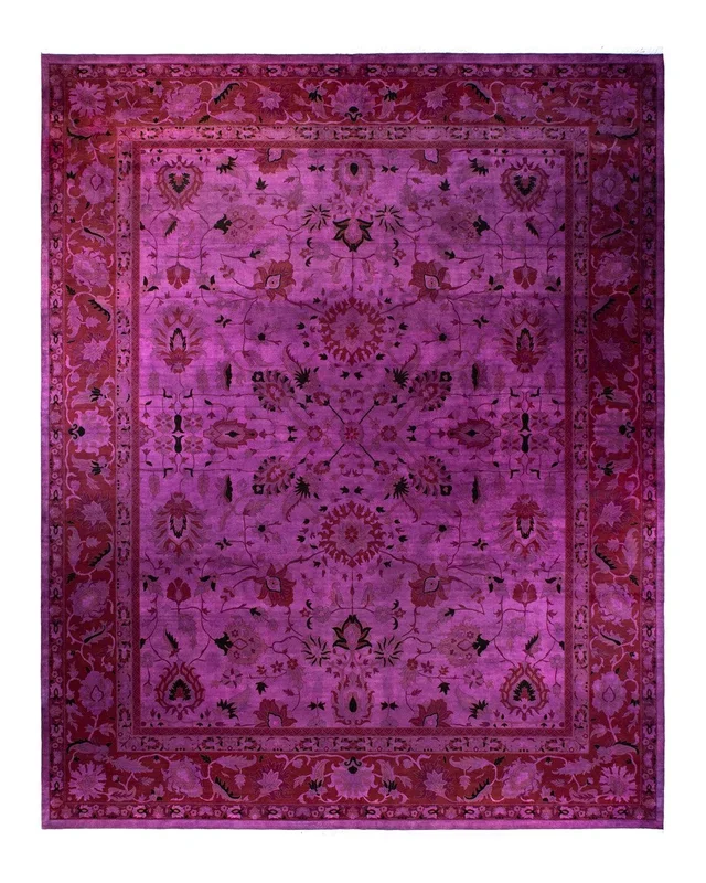 Contemporary Hand Knotted Overdyed Purple Area Rug 15′ 5″ x 12′ 2″