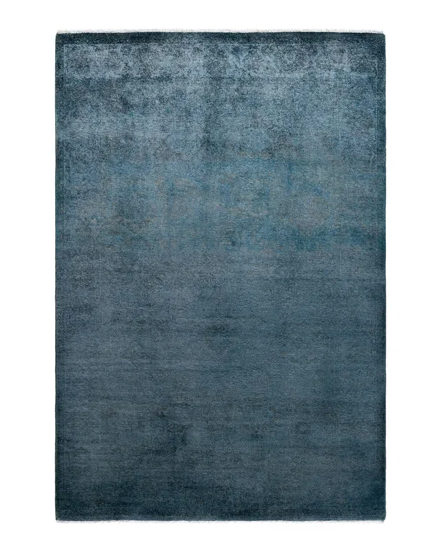 Contemporary Hand-Knotted Overdyed Silver Area Rug 4′ 3″ x 6′ 2″